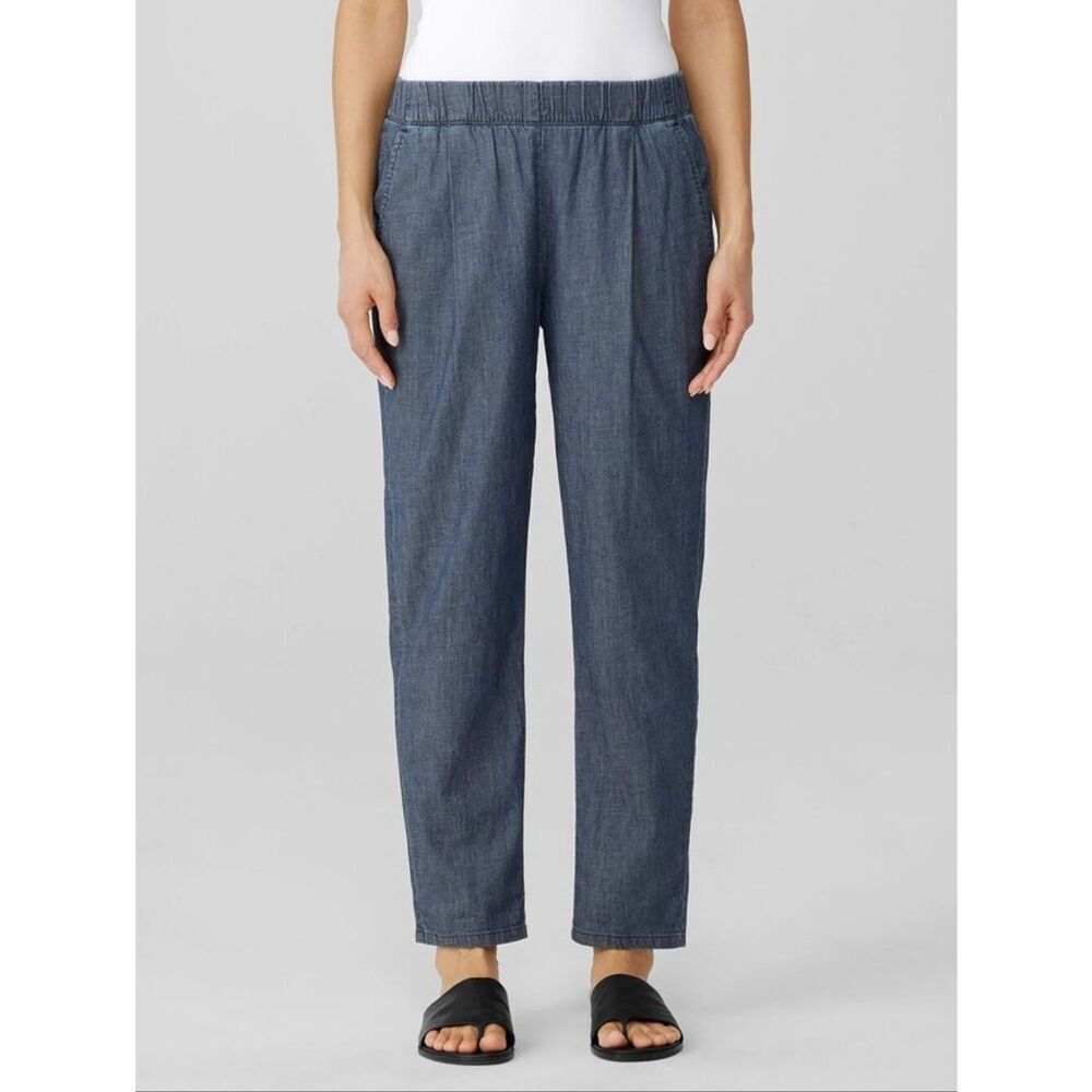 Eileen Fisher Airy 100% Organic Cotton Twill Tapered Pant